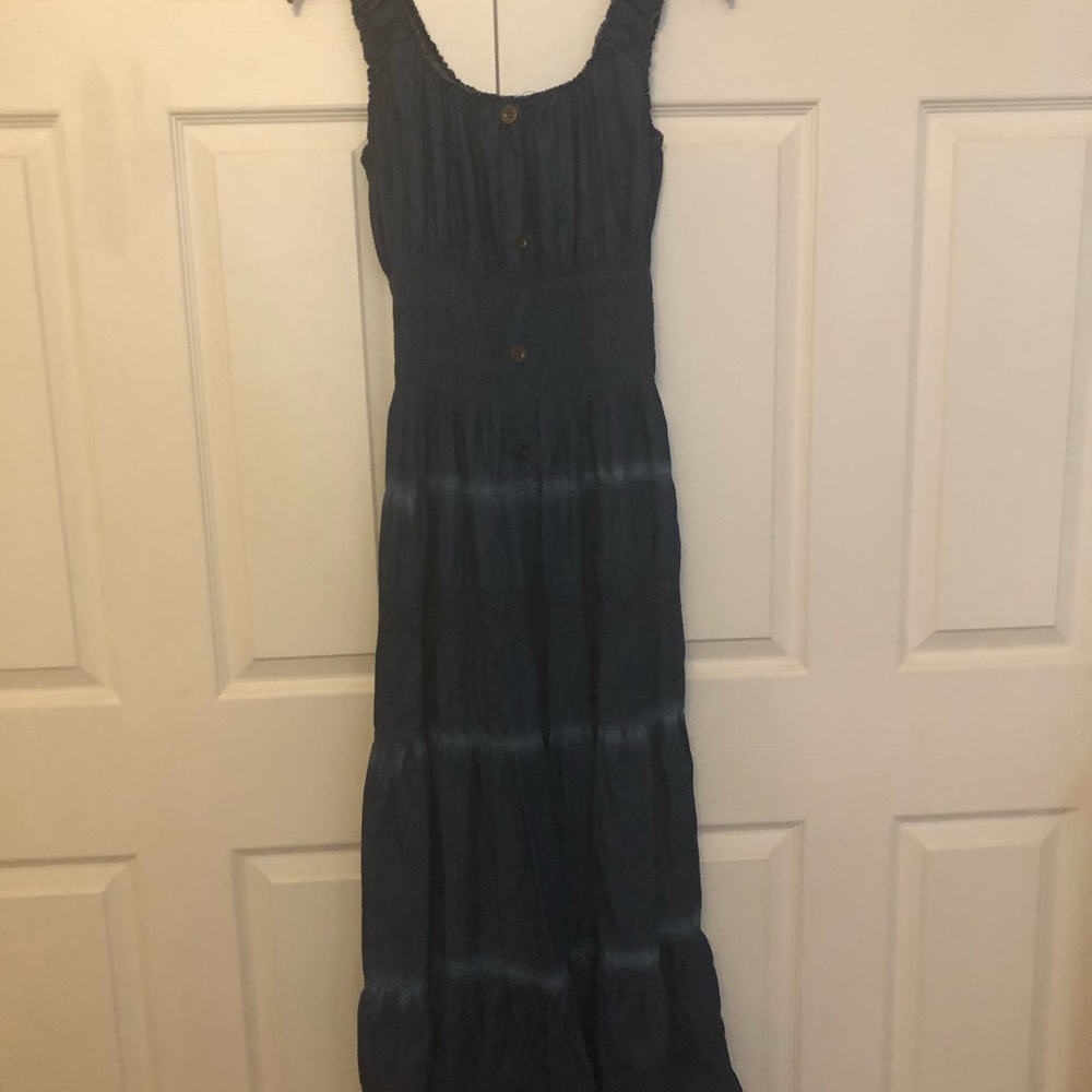 Long dark denim dress
